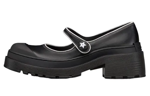 DIOR D Doll Leather Comfortable Chunky Heel Mary Jane Shoes Women's Black