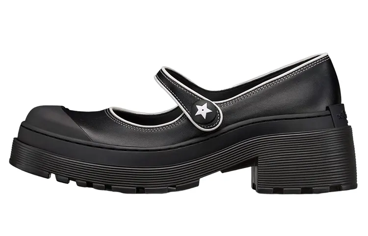 DIOR D Doll Leather Comfortable Chunky Heel Mary Jane Shoes Women's Black