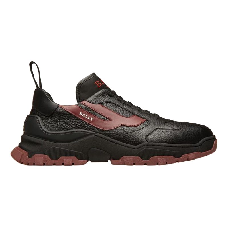 BALLY Leather Low top Casual Shoes Men's Black Red