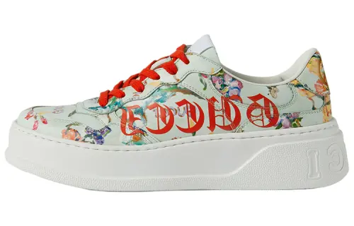 GUCCI Chunky B Soave Amore Cookies Shoes Leather Low top Stylish Skateboarding Shoes Women's Mint Green
