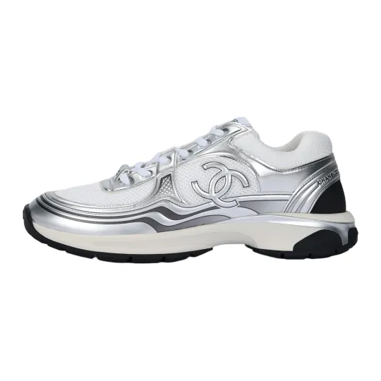 CHANEL CC Logo Sneaker 'White Silver' Men's