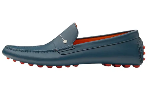 HERMES Enzo Leather Men's Casual Shoes Men's Blue