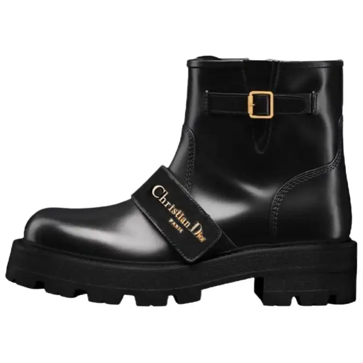 DIOR D Quest Cow Leather Ankle Boots 4.5cm Women's Black