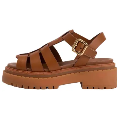 PRADA Cow Leather Roman Sandals 5.5cm Women's Brown