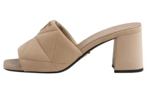 PRADA Logo-plaque Suede Mules