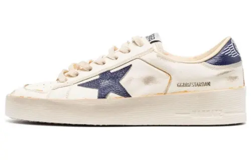 Golden Goose Stardan Low top Skateboard Shoes Women's Ecru Distressed