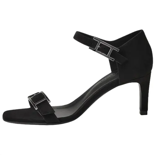 HERMES Judy One Strap Sandals 7cm Women's Black
