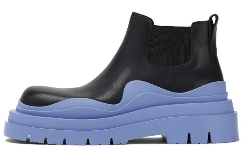 Bottega Veneta Tire Chelsea Cow Leather Ankle Length Chelsea Boots Women's Black Blue