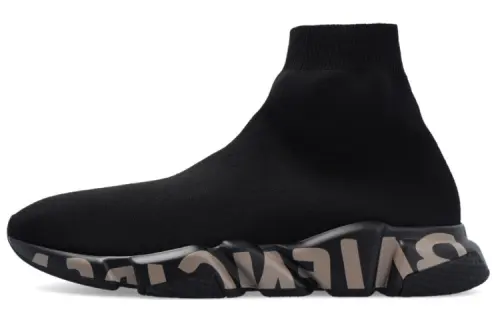 Balenciaga Speed Graffiti Trainers Black Dark Beige