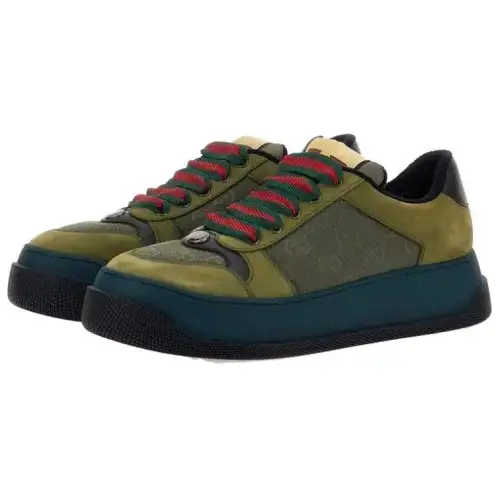 GUCCI Screener Low top Stylish Skateboarding Shoes Men's Blue Green