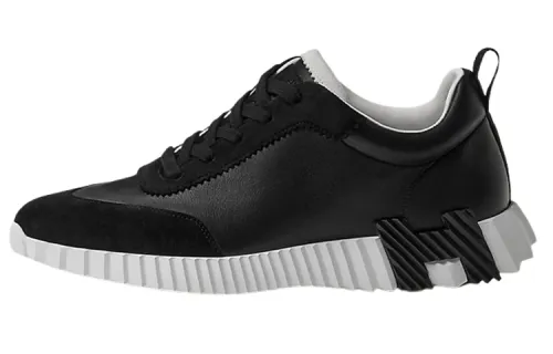 HERMES Bouncing Abrasion Resistant Low top Casual Shoes Men's Black
