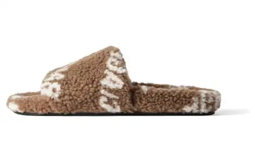 Balenciaga Furry Slide Slippers Women's Brown