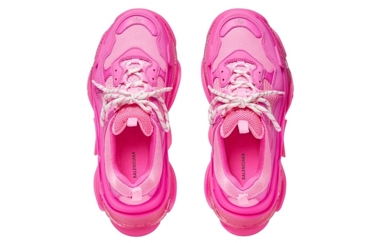 Женские кроссовки Balenciaga Triple S (флуоресцентно-розовые) — фото 4