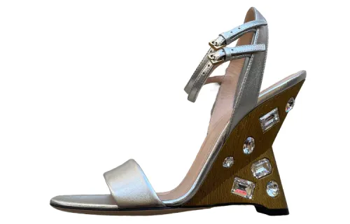 GUCCI One Strap Sandals Women's Silver