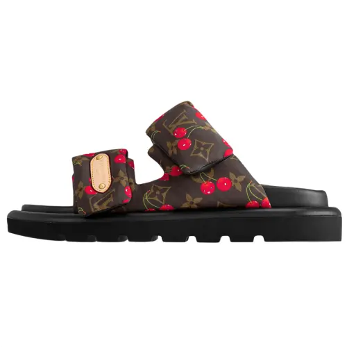 LOUIS VUITTON Cherry Pool Pillow Flat Comfort Mule X Takashi Murakami Brown Monogram Cherry Women's