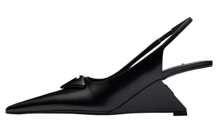 PRADA Women's Brushed Leather Slingback Pumps 'Black'