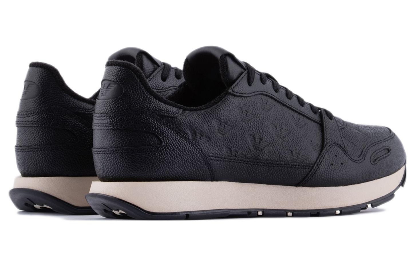 EMPORIO ARMANI Leather Cushioning Low top Sports Casual Shoes Men's Black