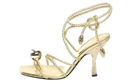 Bottega Veneta Adam Leather One Strap Sandals 9cm Women's Gold