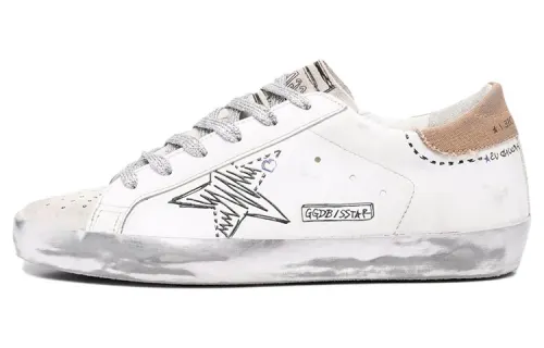 Golden Goose Super-Star Distressted Marker White Black Women's