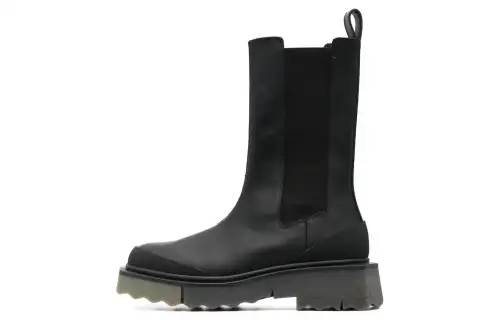 OFF WHITE Calf Sponge Chelsea Boot Black Women's
