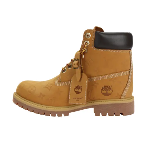 Timberland X LOUIS VUITTON Cow Leather Short Combat Boots Ankle Length Boots Unisex Brown
