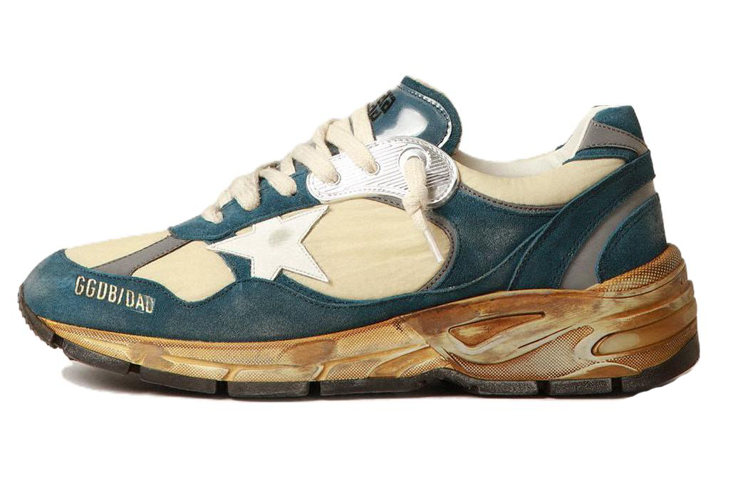Женские кроссовки Golden Goose Dad-Star (зелено-синие)