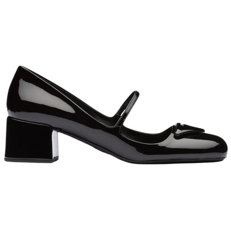 PRADA Patent Logo Mary Jane Shoes 'Black' Women's