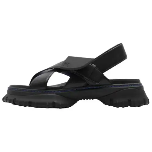 Burberry Pebble Leather One Strap Sandals Women's Black