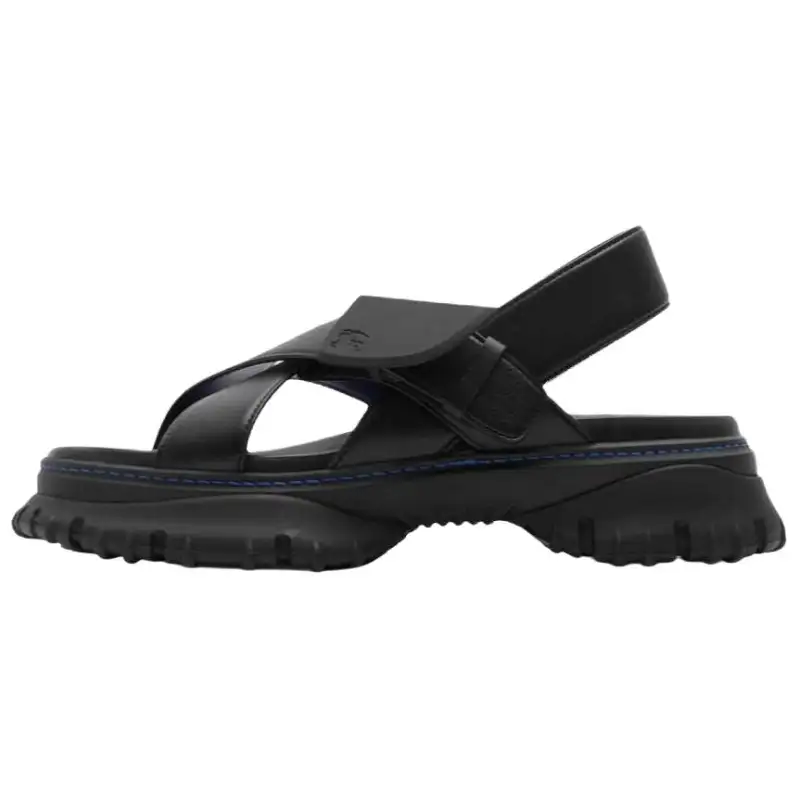 Burberry Pebble Leather One Strap Sandals Women's Black