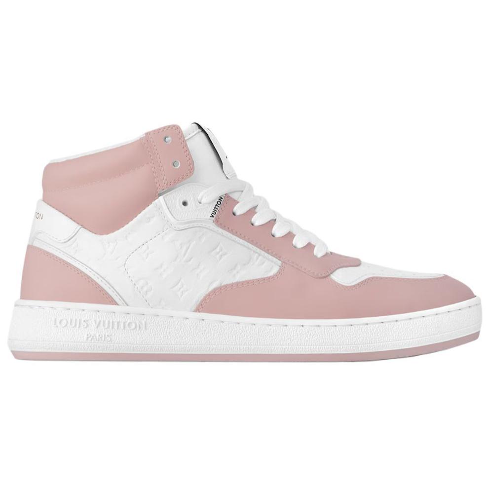 LOUIS VUITTON Stadium Cow Leather Mid top Skateboard Shoes Women's Pink