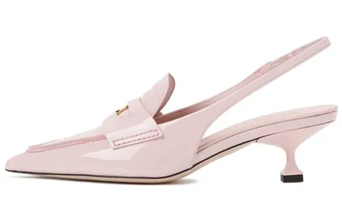 MIU MIU Penny Cow Leather, Patent Leather Spool Heel High Heels Women's Pink