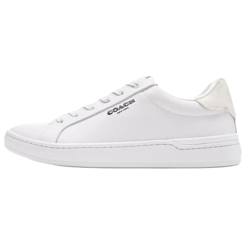 COACH Leather Low top Skateboard Shoes Women's Pure White