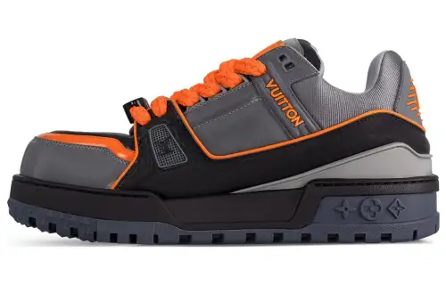 LOUIS VUITTON Trainer Maxi Low top Skateboard Shoes Men's Gray Orange