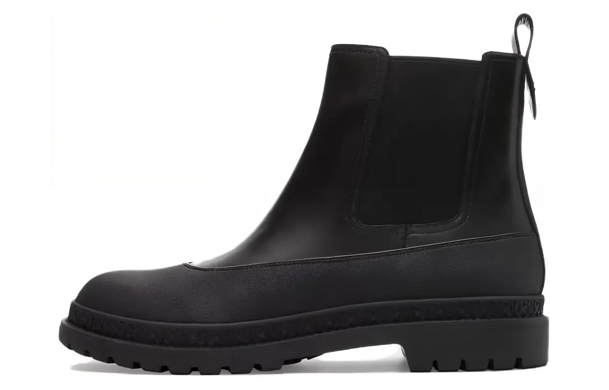 COACH Leather Short Chelsea Boots 3cm Men's Black