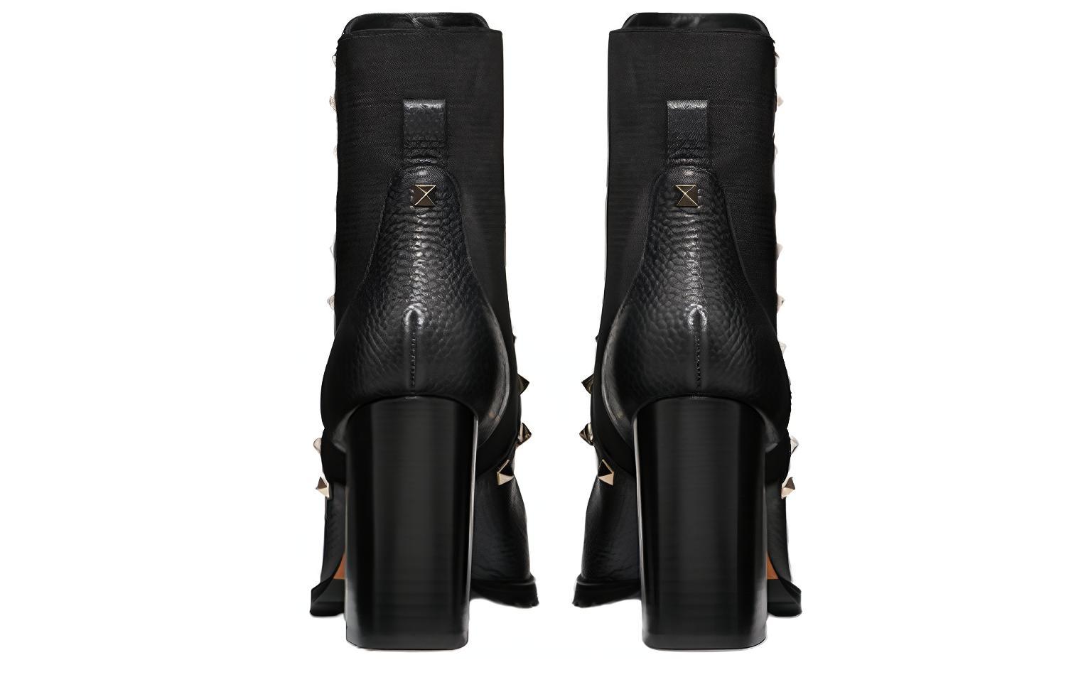 Valentino ROCKSTUD Leather Ankle Boots Women's Black
