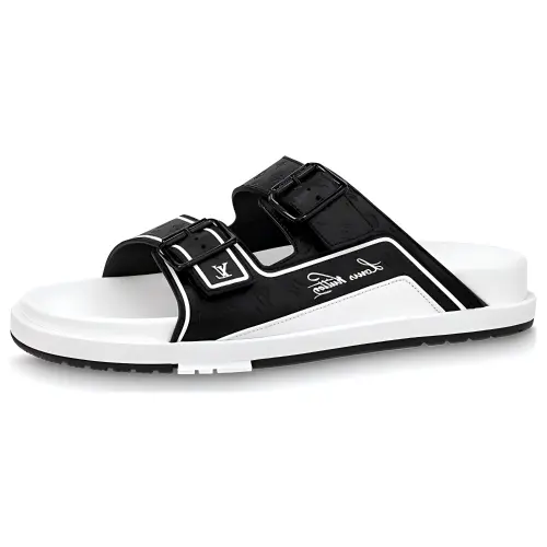 LOUIS VUITTON Trainer Slide Slippers Men's Black
