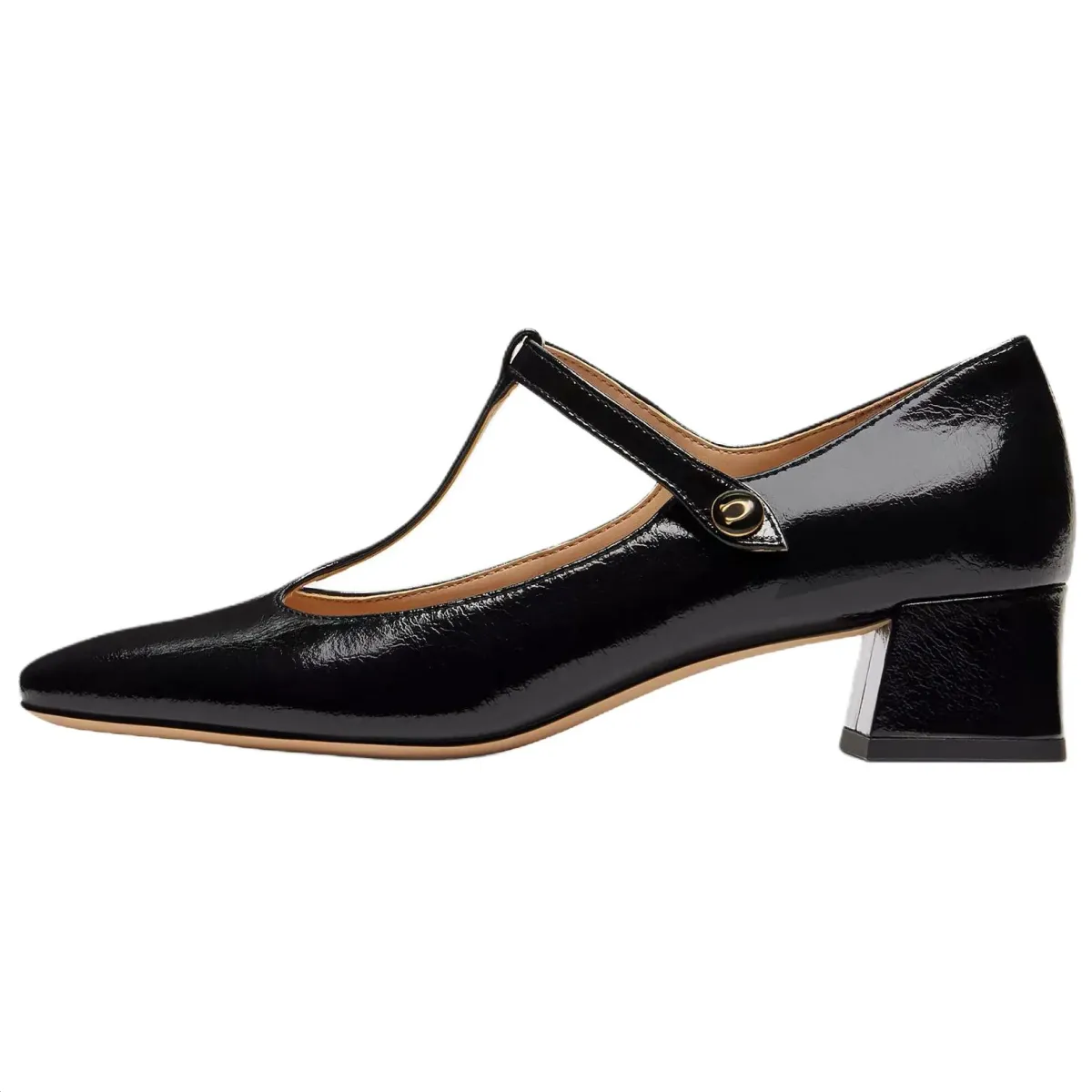 COACH Angelina Leather Chunky Heel Mary Jane Shoes 3.8cm Women's Black