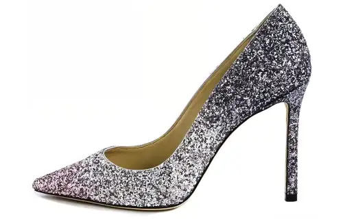 Jimmy Choo Romy Sequins Slim Heel High Heels 10cm Women's Purple Silver Gradient