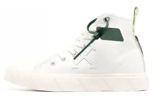 OFF WHITE Vulcanized Leather Stylish Skateboarding Shoes Men's White