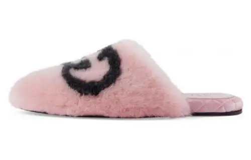 Gucci Wmns Faux-Fur Slipper 'Interlocking G - Pink Black' Women's