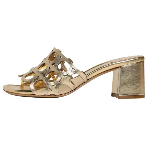 FERRAGAMO Ferragamo Erne open-toe slip-on mules 4cm women's gold