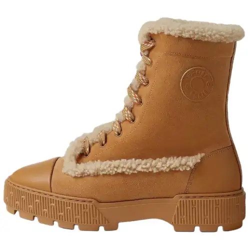 HERMES Fresh Short Snow Boots 4cm Women's Brown