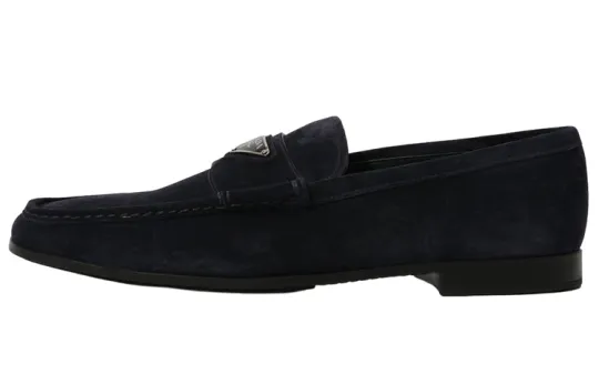 PRADA Suede Loafers Men's Dark Blue