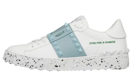 Valentino Open For A CHANGE Leather Low top Stylish Skateboarding Shoes Women's Ocean Blue