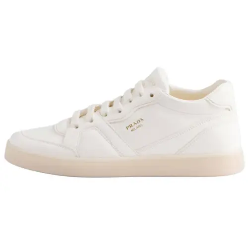 PRADA Nappa Low top Skateboard Shoes Women's Ivory White