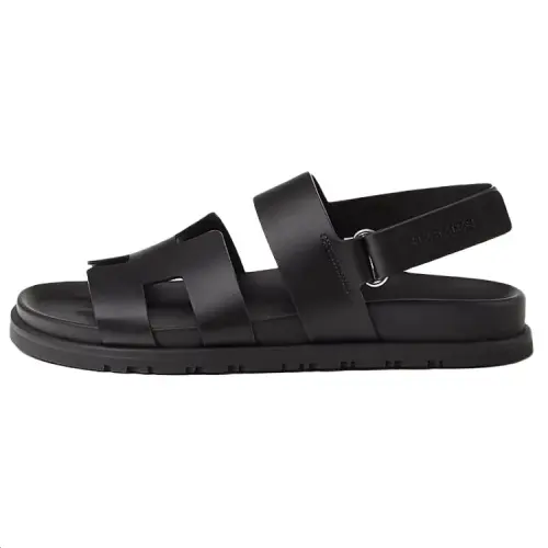 HERMES Genius One Strap Sandals 1.27cm Women's Black