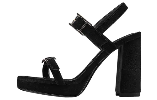 HERMES Bossa Suede Fashion Sandal Women's Black
