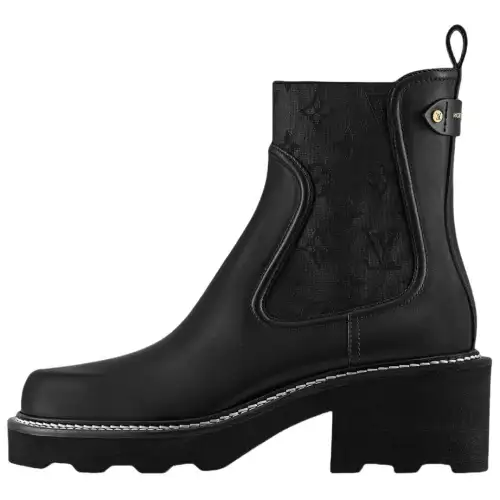 LOUIS VUITTON Beaubourg Ankle Length Chelsea Boots 4cm Women's Black