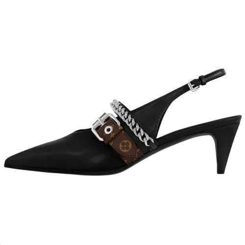 LOUIS VUITTON Vibe Sheepskin Slim Heel High Heels 5.5cm Women's Black