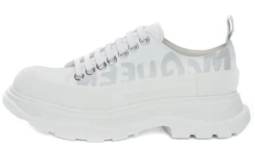 Alexander McQueen Tread Slick Low Lace Up Graffiti White Silver Women's